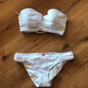 White lace Victoria’s Secret bathing suit
